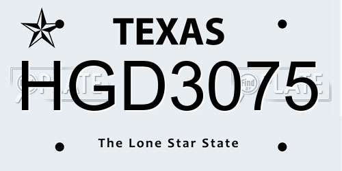 HGD3075 Texas License Plate