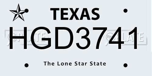 HGD3741 Texas License Plate