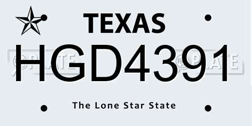 HGD4391 Texas License Plate