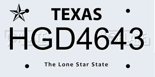 HGD4643 Texas License Plate