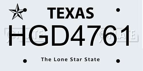 HGD4761 Texas License Plate