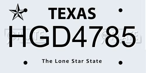HGD4785 Texas License Plate