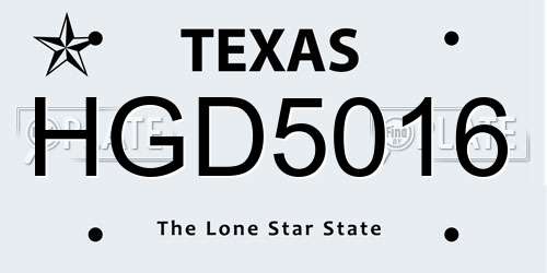 HGD5016 Texas License Plate