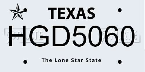 HGD5060 Texas License Plate