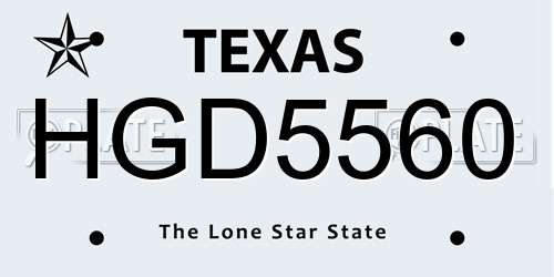 HGD5560 Texas License Plate