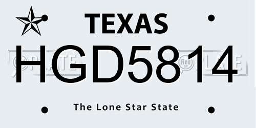 HGD5814 Texas License Plate