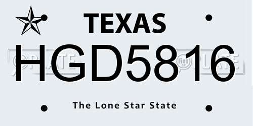 HGD5816 Texas License Plate