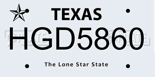 HGD5860 Texas License Plate