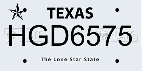 HGD6575 Texas License Plate