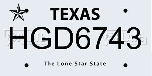HGD6743 Texas License Plate