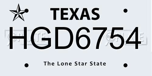 HGD6754 Texas License Plate