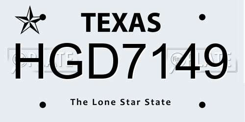 HGD7149 Texas License Plate