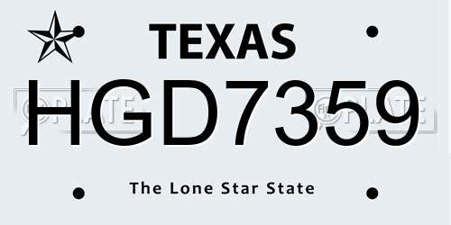 HGD7359 Texas License Plate