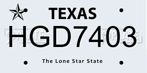 HGD7403 Texas License Plate
