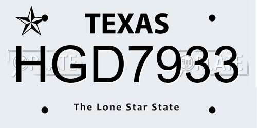 HGD7933 Texas License Plate