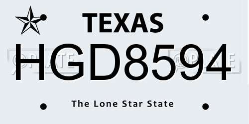 HGD8594 Texas License Plate