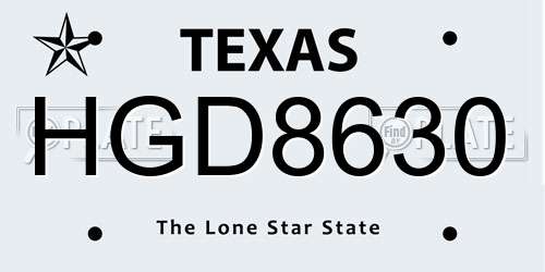 HGD8630 Texas License Plate