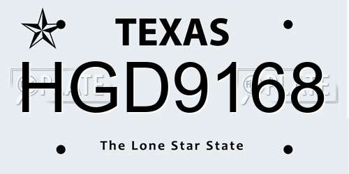 HGD9168 Texas License Plate