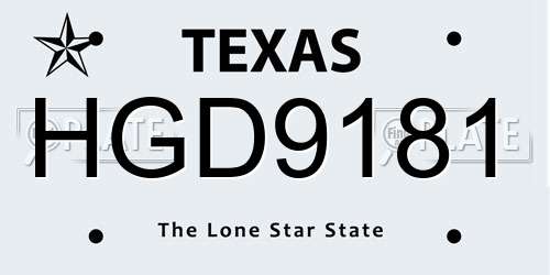 HGD9181 Texas License Plate