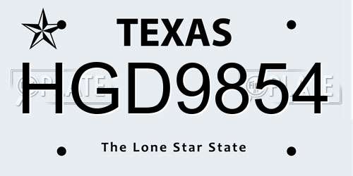 HGD9854 Texas License Plate