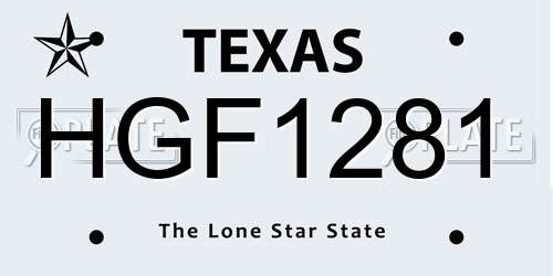 HGF1281 Texas License Plate
