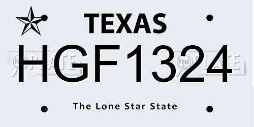 HGF1324 Texas License Plate