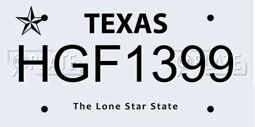 HGF1399 Texas License Plate