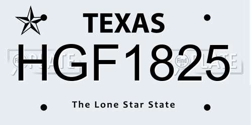 HGF1825 Texas License Plate