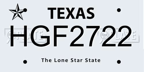 HGF2722 Texas License Plate