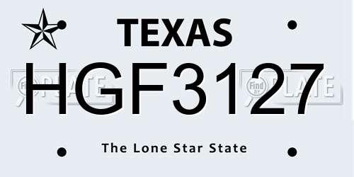 HGF3127 Texas License Plate