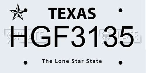 HGF3135 Texas License Plate