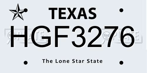 HGF3276 Texas License Plate