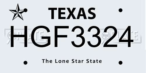 HGF3324 Texas License Plate