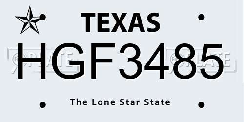 HGF3485 Texas License Plate