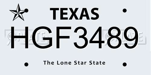 HGF3489 Texas License Plate