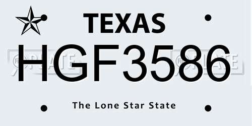 HGF3586 Texas License Plate