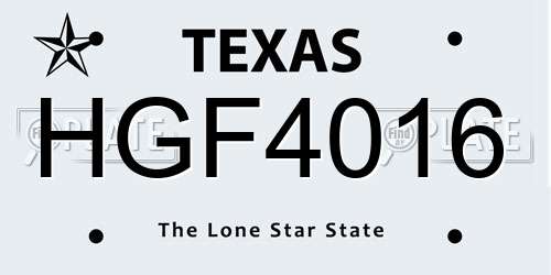HGF4016 Texas License Plate