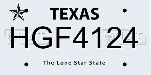 HGF4124 Texas License Plate