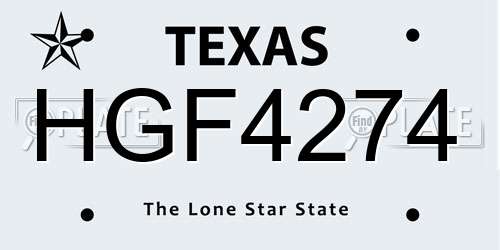 HGF4274 Texas License Plate