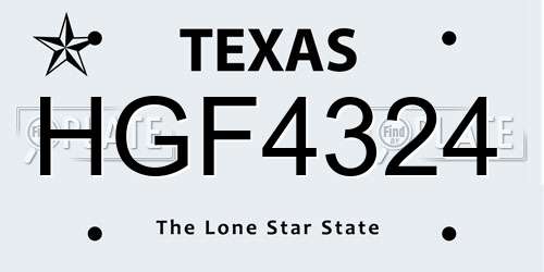 HGF4324 Texas License Plate