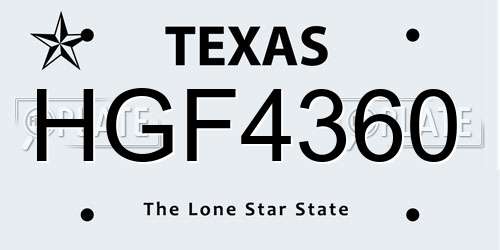 HGF4360 Texas License Plate