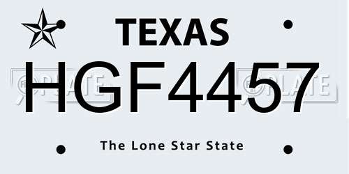 HGF4457 Texas License Plate