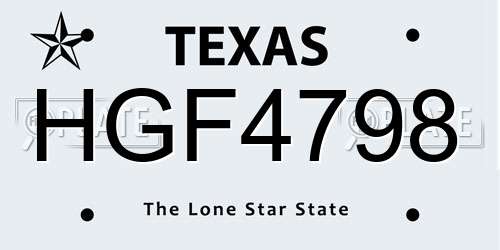 HGF4798 Texas License Plate