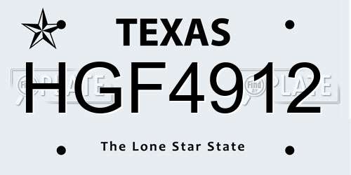HGF4912 Texas License Plate