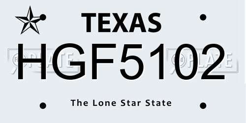 HGF5102 Texas License Plate