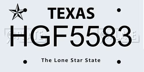 HGF5583 Texas License Plate