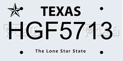 HGF5713 Texas License Plate