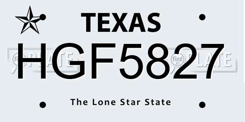 HGF5827 Texas License Plate