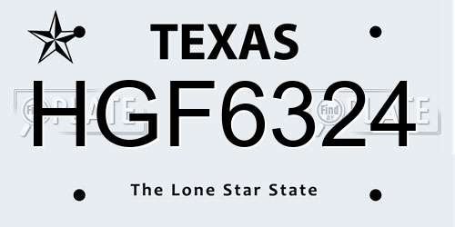 HGF6324 Texas License Plate
