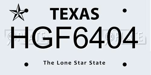 HGF6404 Texas License Plate